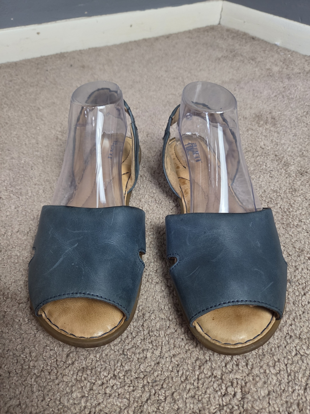 Born Teal Open-Toe Slingback Leather Mules - Picture 3 of 6